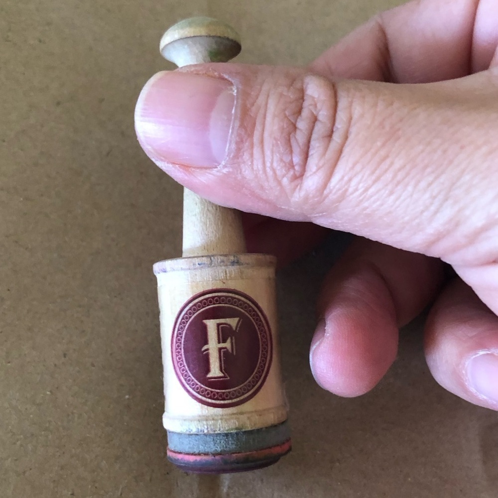 vtg the little classic rubber stamp Letter F round
